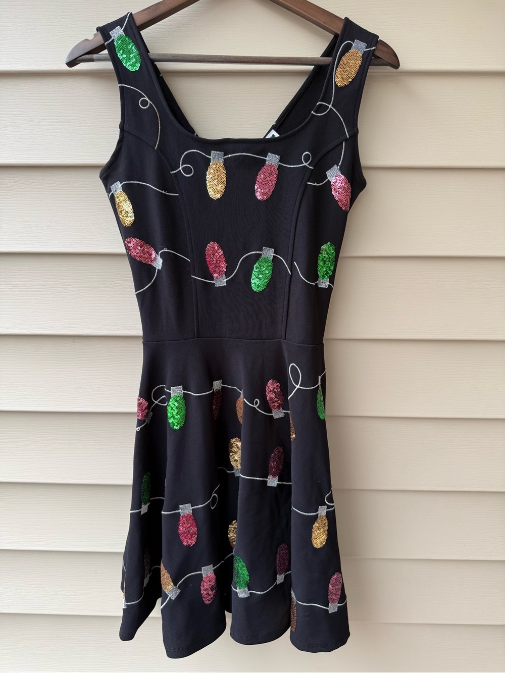 Tipsy Elves Sequin Christmas Lights Fit & Flare Dress Size Small